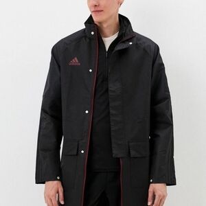 Adidas Men's Dark Raincoat with Maroon Details